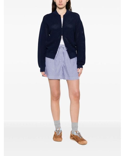 P.A.R.O.S.H. Blue Striped Cotton Shorts