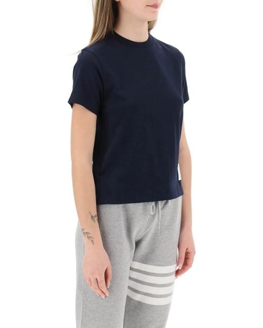 Thom Browne Blue Cotton Crew-Neck T-Shirt