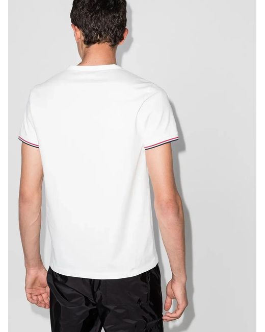 Moncler White Cotton Logo T-Shirt for men