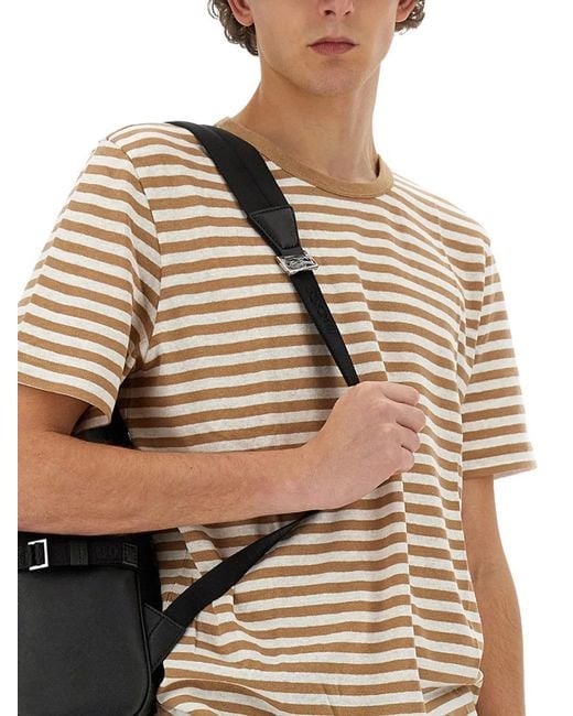 Boss Natural Striped T Shirt for men