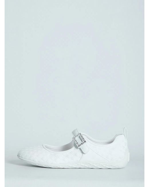 Roger Vivier White Viv Low Ballerina Flats With Fabric Strap