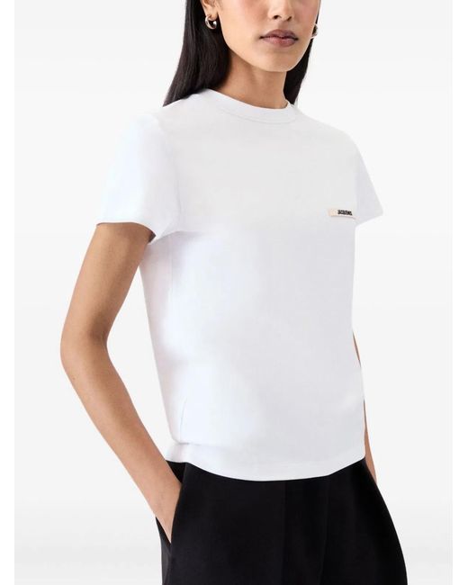 Jacquemus White "Le Tshirt Gros Grain" Short Sleeves T-Shirt