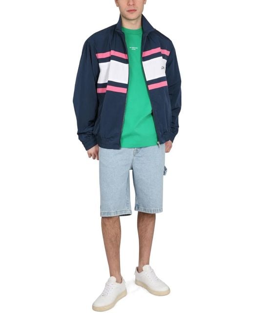Drole de Monsieur Blue Jacket With Logo Embroidery for men