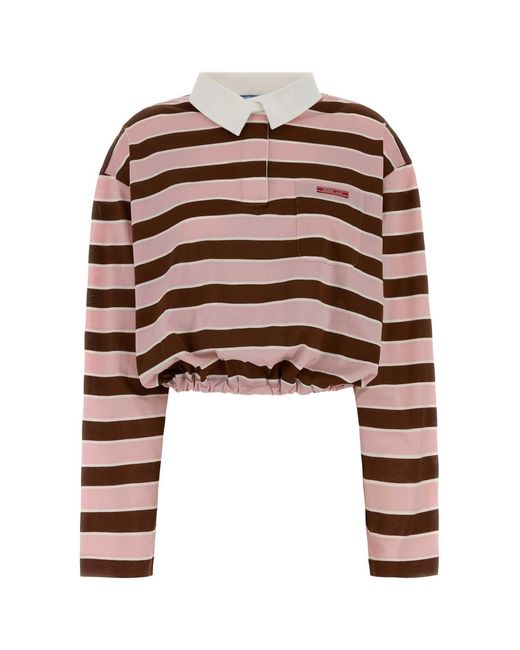 Prada Multicolor Embroidered Cotton Oversize Polo Shirt