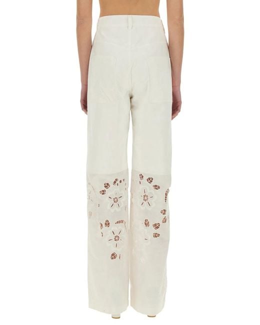 MARINE SERRE Natural Upcycled Linen Pants