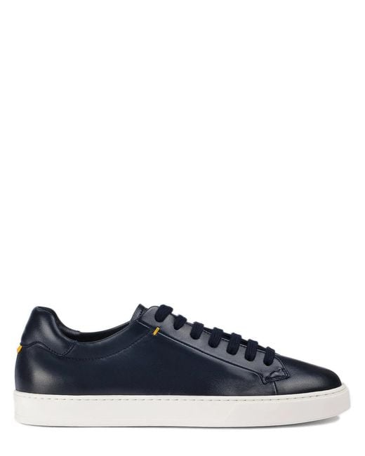 Doucal's Blue Leather Sneakers for men