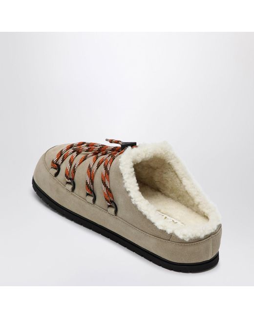 Prada Brown Desert Suede Clogs With Braided Laces