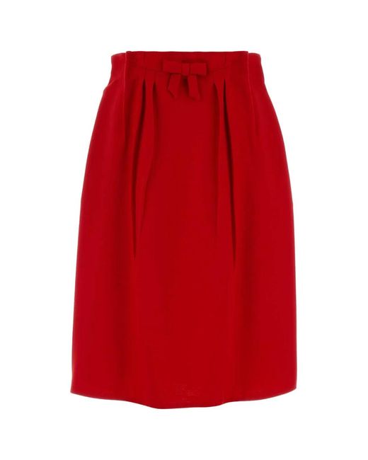 Prada Red Wool Skirt