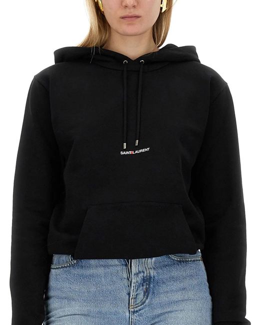 Saint Laurent Black Sweatshirt With Logo Print