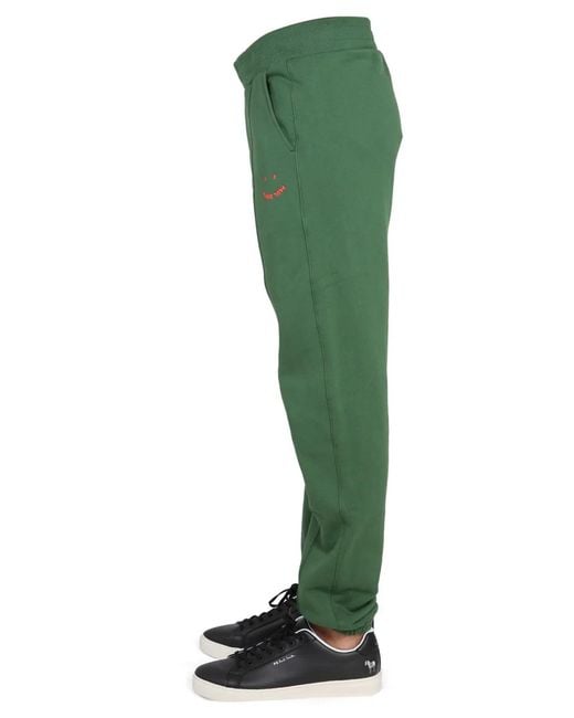 Paul Smith Green Jogging Pants "Happy" for men