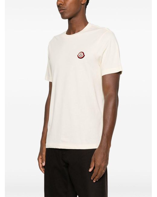 Moncler White Logo Patch Crewneck T-Shirt for men