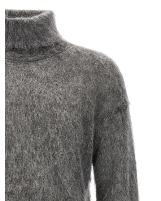 Saint Laurent Gray Mohair Turtleneck Sweater for men