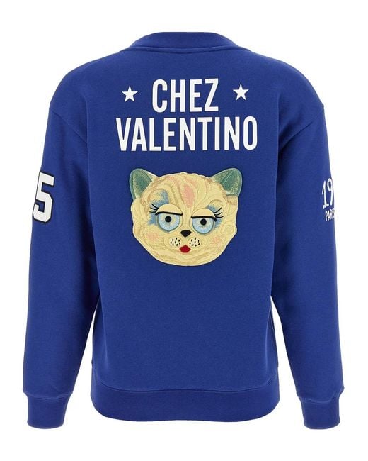 Valentino Garavani Blue 'Chat De La Maison' Sweatshirt