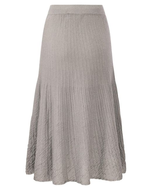 Elisabetta Franchi Gray Metallised Viscose Midi Skirt
