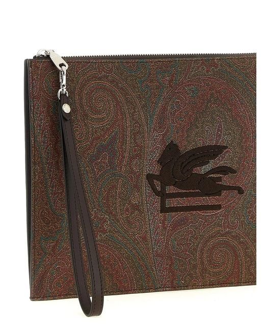 Etro Brown 'Essential Arnica' Clutch for men