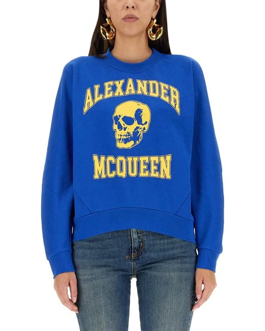 McQueen Blue Varsiity Skull Sweatshirt