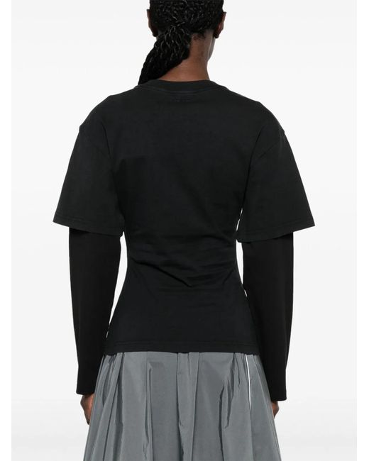 Courreges Black Courregès Layered Cotton T-Shirt