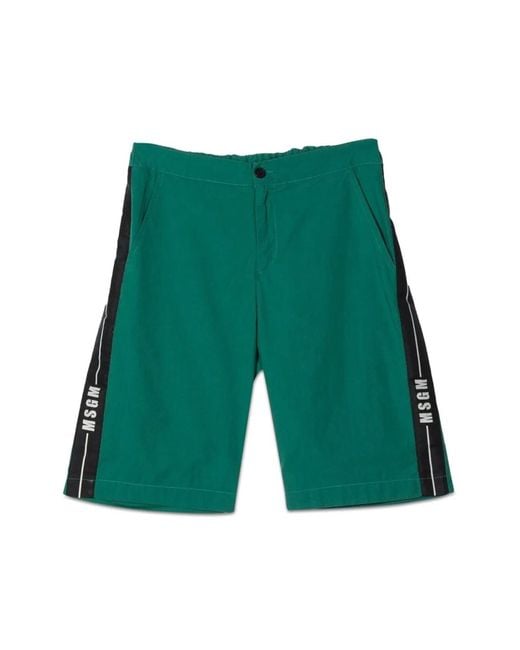 MSGM Green Cotton Bermuda