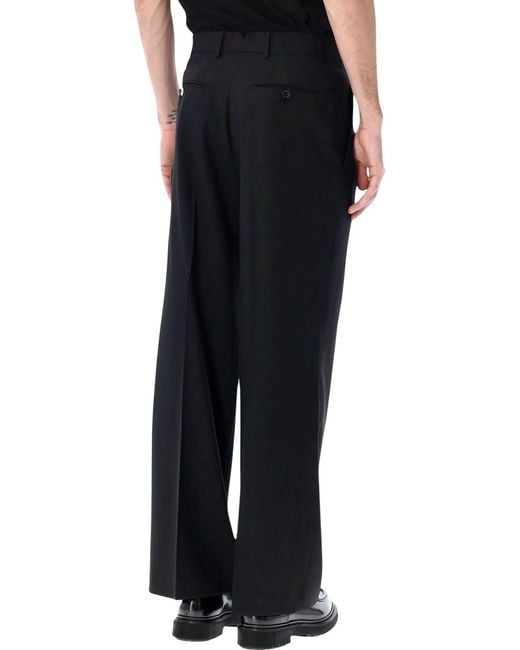 AMI Black Double Pleat Trousers for men