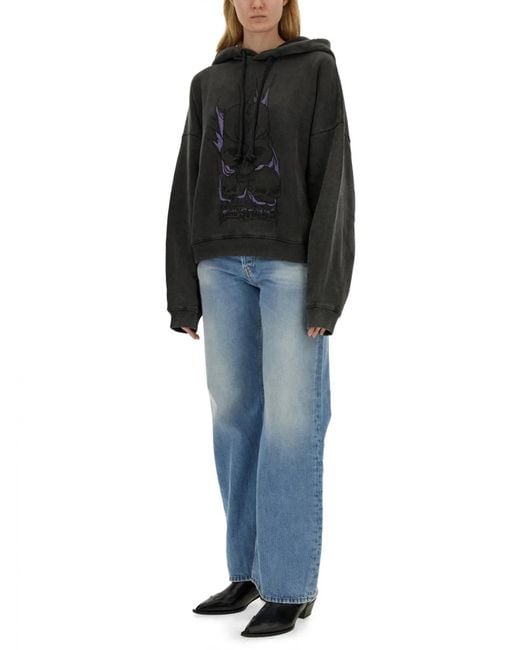 Acne Black Skull Print Sweatshirt