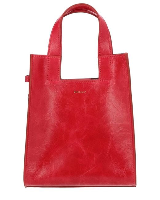 Bally Red Bovine Calf Polyester Handbag