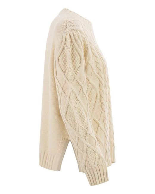 Weekend by Maxmara Natural Raw Tenore Sweater With Cabled Knit