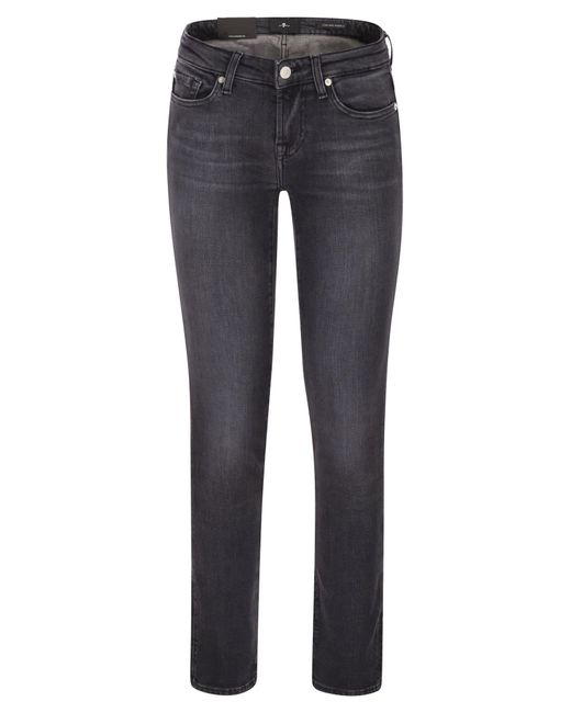 7 For All Mankind Blue Low-Rise Skinny Jeans