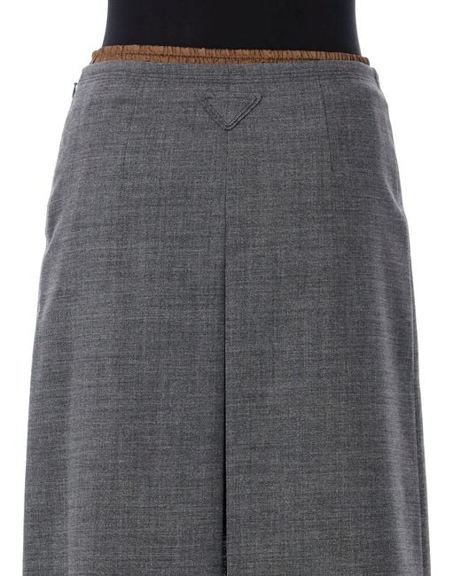 Prada Gray Skirt Front Plit