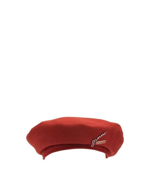 Barbour Red X Ganni Wool Beret
