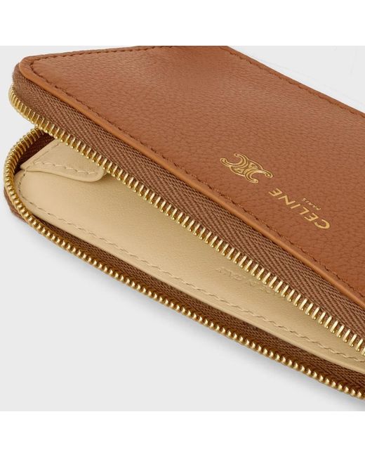 Céline Brown Logo Zipped Card Holder