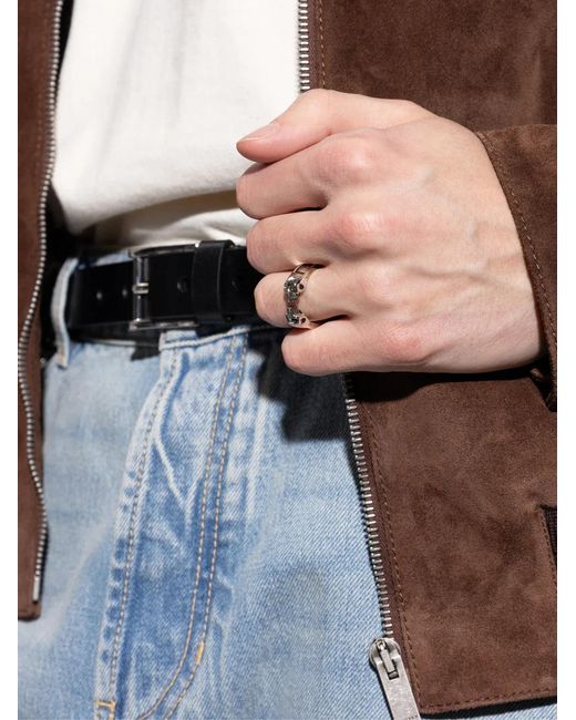 McQueen White Twin Skull Ring for men