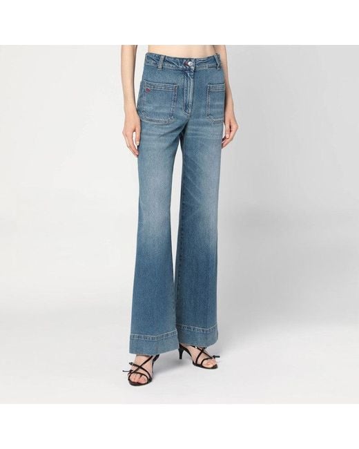 Victoria Beckham Blue Wide Jeans