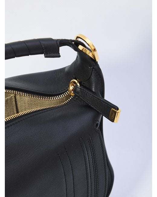 Chloé Black Chloe Small Marcie Leather Shoulder Bag