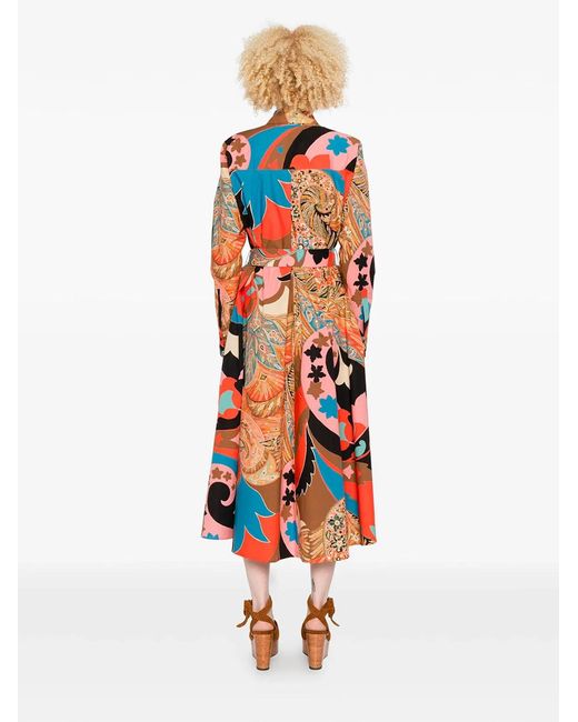 Etro Red Midi Dress With Belt