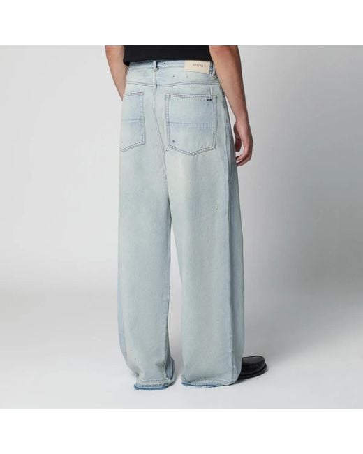 Amiri Blue Washed Wide-Leg Jeans for men