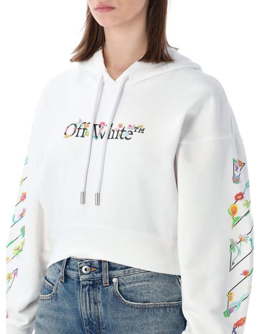 Off-White c/o Virgil Abloh Blue Flower Cropped Hoodie