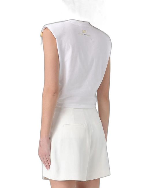 Elisabetta Franchi White Cropped T-Shirt