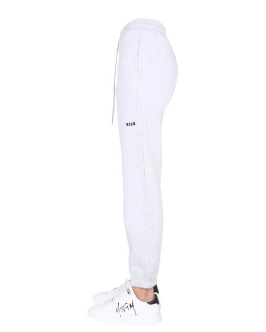 MSGM White Cotton Logo Activewear