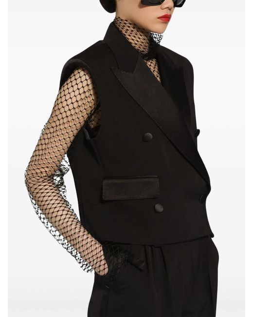 Dolce & Gabbana Black Virgin Wool Sleeveless Blazer