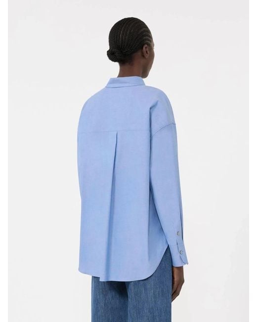 Max Mara Blue Cotton Oxford Shirt