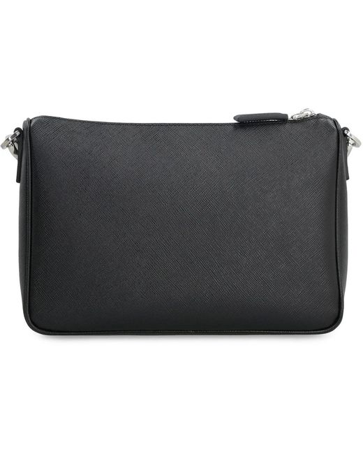 Prada Black Leather Messenger Bag for men