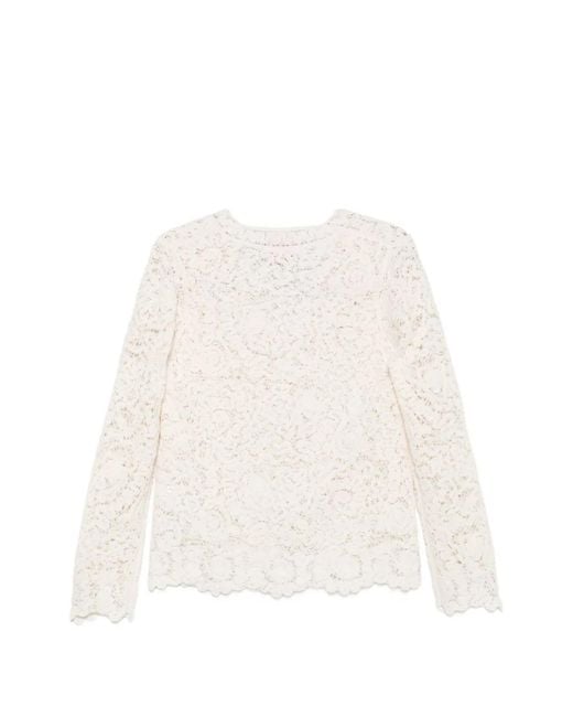 Semicouture White Calanthe V-Necked Sweater