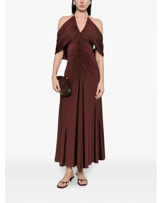 Self-Portrait Purple Jersey Drape Midi Dress
