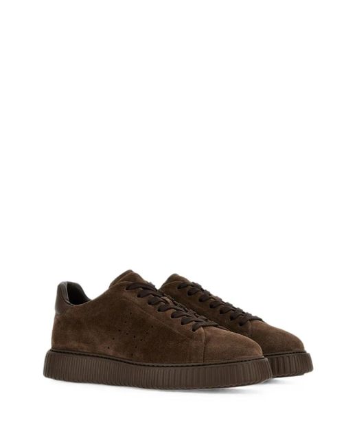 Hogan Brown Leather Flat Shoes for men