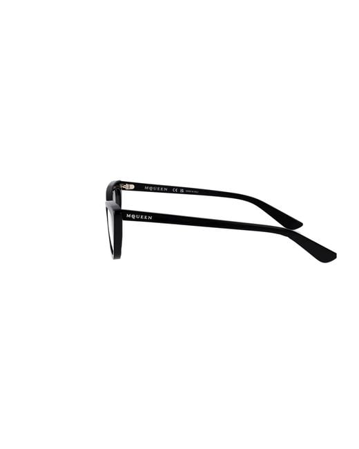 McQueen Black Transparent Acetate Glasses