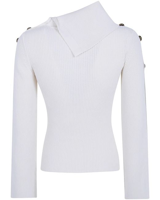 Elisabetta Franchi White Tricot Round Neck Sweater
