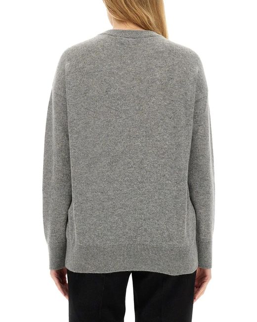 Burberry Gray Cashmere Sweater With Kilt Pin