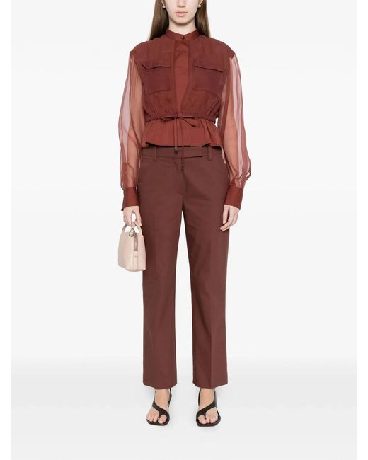 Brunello Cucinelli Red Cotton Polyamide Silk Shirt
