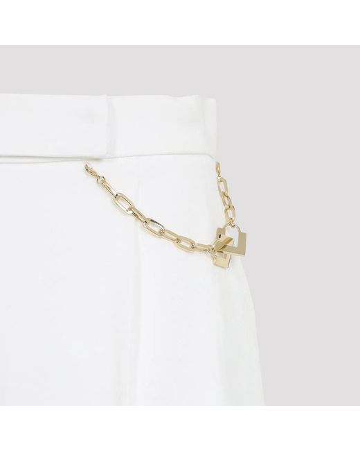 Elisabetta Franchi White Gabardine Shorts With Jewelled Logo