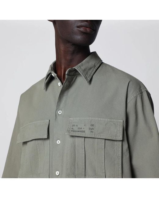DSquared² Gray Military Cotton Shirt for men